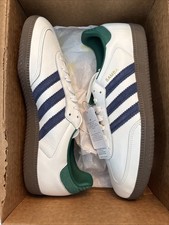 adidas gazelle silver green womens Adidas x Sporty & Rich Women's Samba OG Cloud White / Night Indigo /  Collegiate Red Low Top Sneakers