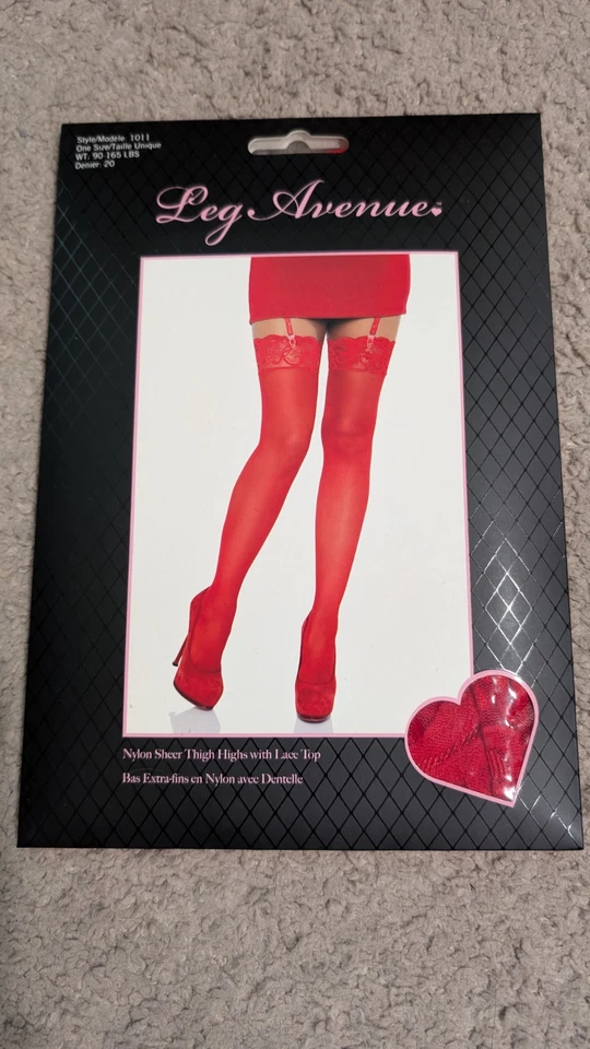 Lote Leg Avenue hasta los muslos verde negro rojo mancha lazo encaje top 90-164 lb red Foto 2 de 4