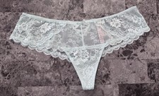 NWT VICTORIA'S SECRET DREAM ANGELS L AQUA FLORAL LACE WIDE SIDE THONG PANTIES