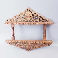 Vintage Sheesham Wood Spoon Rack-Carved Wood Necklace Organizer