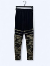 Camouflage Stripes Black Colorblock Leggings Size Large