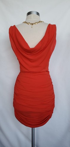 Anna Molinari Red Silk Sleeveless Ruched Cocktail Dress Size S - Picture 4 of 8