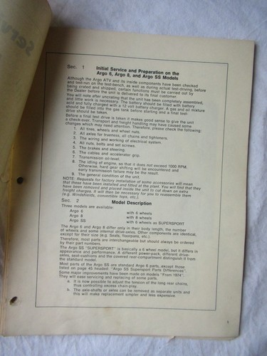 ARGO SS 6 8 ATV Repiar Service Manual Electrical Wiring Diagrams Lubrication - Picture 2 of 11