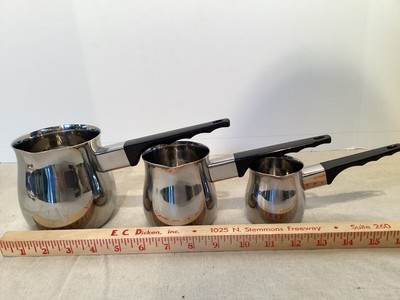 3pc Kinox 18 10 Stainless Turkish Coffee Pot, Butter Milk Warmer, Sauce Pan 