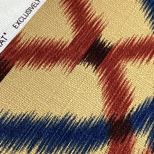 Waverly "Izmir Ikat" Teal Rust Decorator Fabric 56" x 6.5 yd 2 piece 100% Cotton - Picture 6 of 7