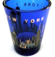 Very Nice Blue Shot Glass Souvenir "New York"