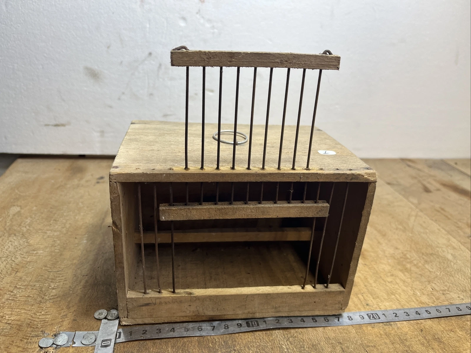 No.1 Antique Small Wooden Bird Cage for Transport Walking Tool