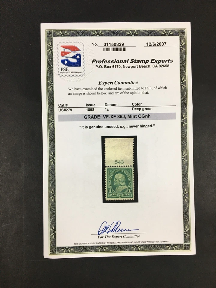 momen US Stamps #279 Mint OG NH PSE Graded VF/XF-85J LOT #88071 - Image 2 of 2