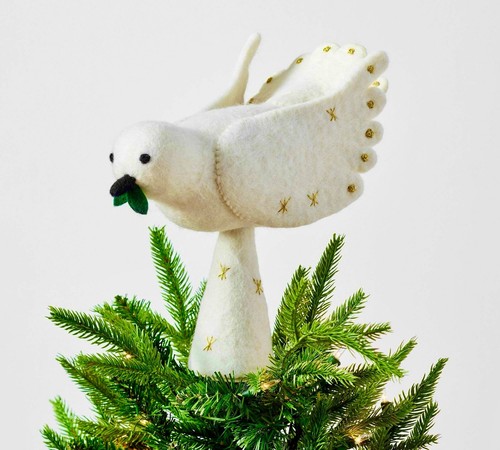 NWT!! POTTERY BARN Felt Dove Tree Topper Christmas Embroidered Holidays Decor - Picture 9 of 10