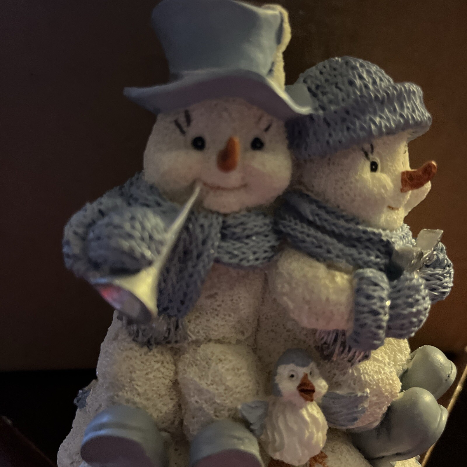 Snow Buddies Music Box “Buddies Musical With Harp” 1998 By Encore