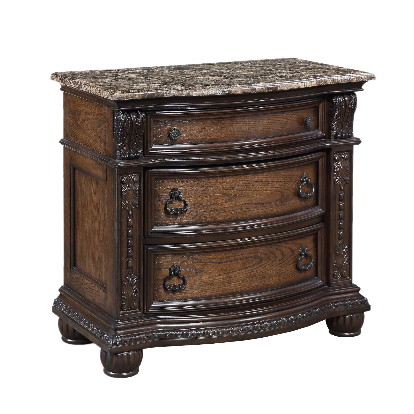 NEW 5PC Master Queen or King Bedroom Suite Coffee Brown Marble Top Bed/D/M/N/C