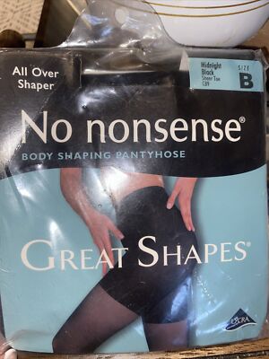 No Nonsense Great Shapes All Over Shaper Pantyhose MIDNIGHT BLACK SIZE B  New