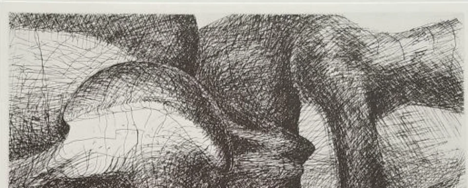 Henry Moore "Placa 26 de Elefante Calavera Montada en blanco y negro Litografía Desplazada 1973 Foto 2 de 4