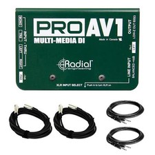 Radial Engineering ProAV1 Multimedia Direct Box Bundle with XLR  TRS Cables