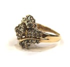 14k yellow gold 1.26ct SI1 H womens diamond baguette round cluster ring 7.9g — photo 4