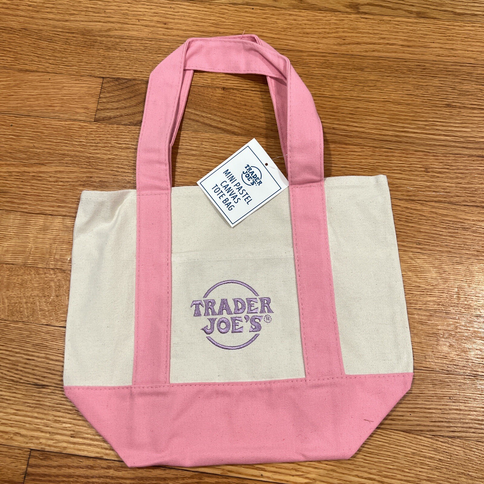 Mini Pastel Pink Canvas Tote Bag from Trader Joe's