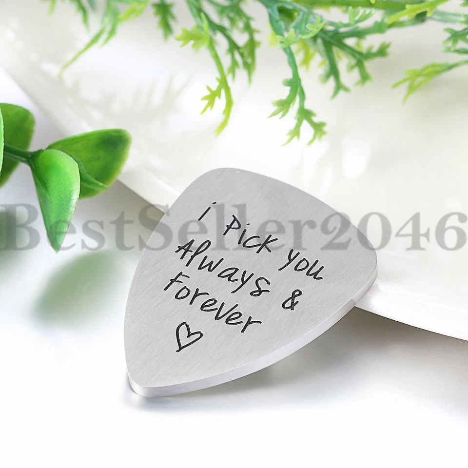 i pick you always & forever Stainless Steel Guitar Pick Gift for Musician Boy - Image 2 of 4
