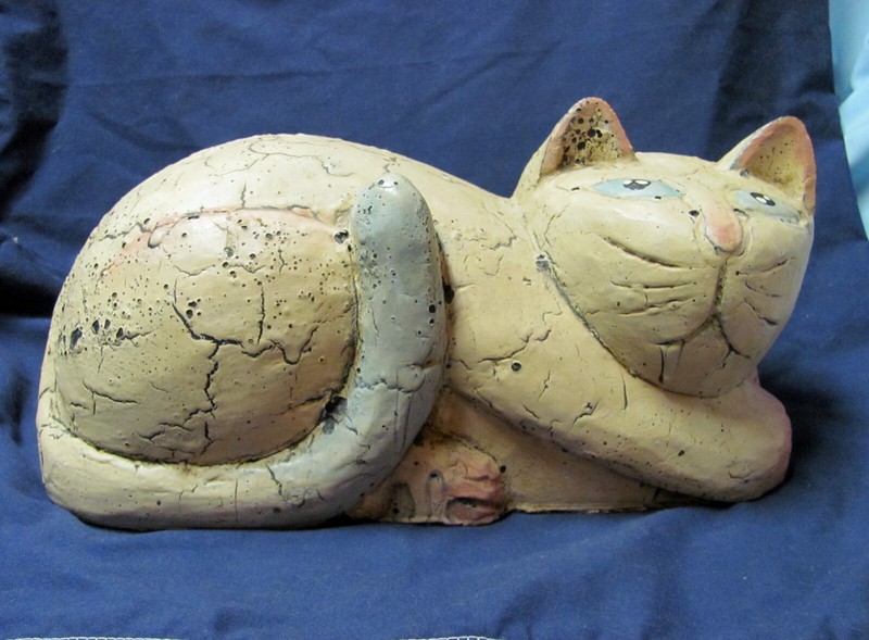 Folk Art Novelty Carved Painted Solid Wood Fun Cat Decoration Door Stop Curio