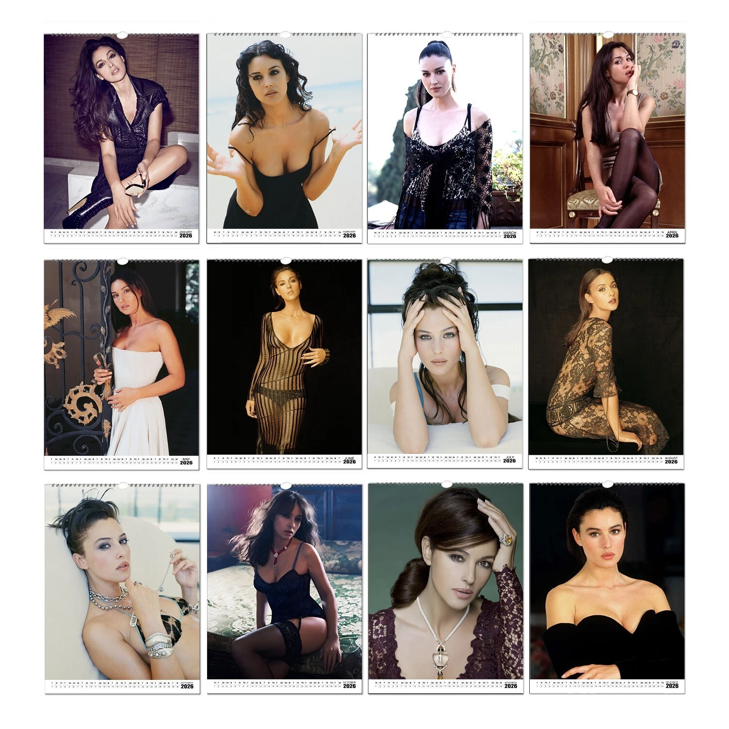 Monica Bellucci Vertical Wall Calendar 2026/27 Choose Start Month