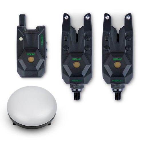 Juego de alarma de mordida Sonik Hero X 2+1 o 3+1 con receptor + luz carpa pesca gruesa - Imagen 25 de 26