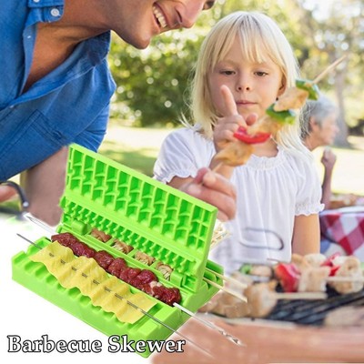 Green Meat Kebab Maker Skewer Tools Meat Skewer Box Kitchen Accessories