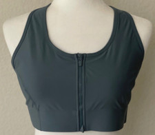 NWT 69.95 FABLETICS On-The-Go Front Zip Medium Impact Padded Sports Bra L Blue
