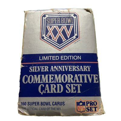super bowl xxv limited edition silver anniversary card set 1991 Pro Set Super Bowl XXV Silver Anniversary Football Box
