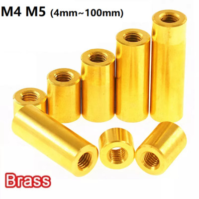 M4 M5 Threaded Sleeve Rod Bar Stud Round Connector Nut Brass H62 Long Nuts