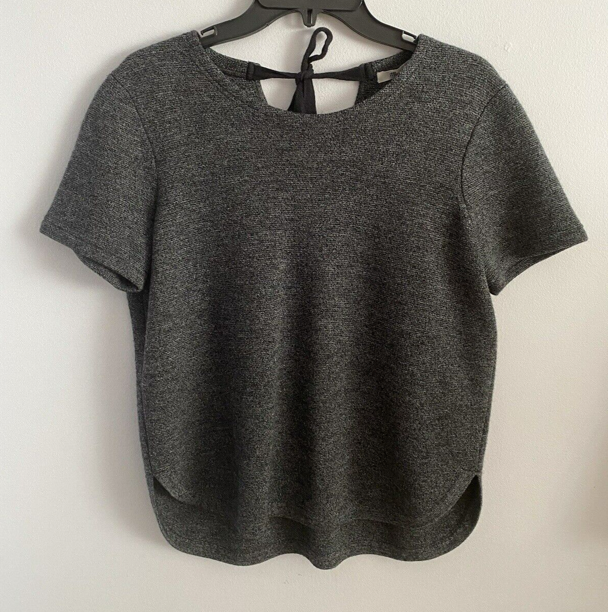 Madewell Structured Tie-Back Sweater Top Heather Charcoal Short