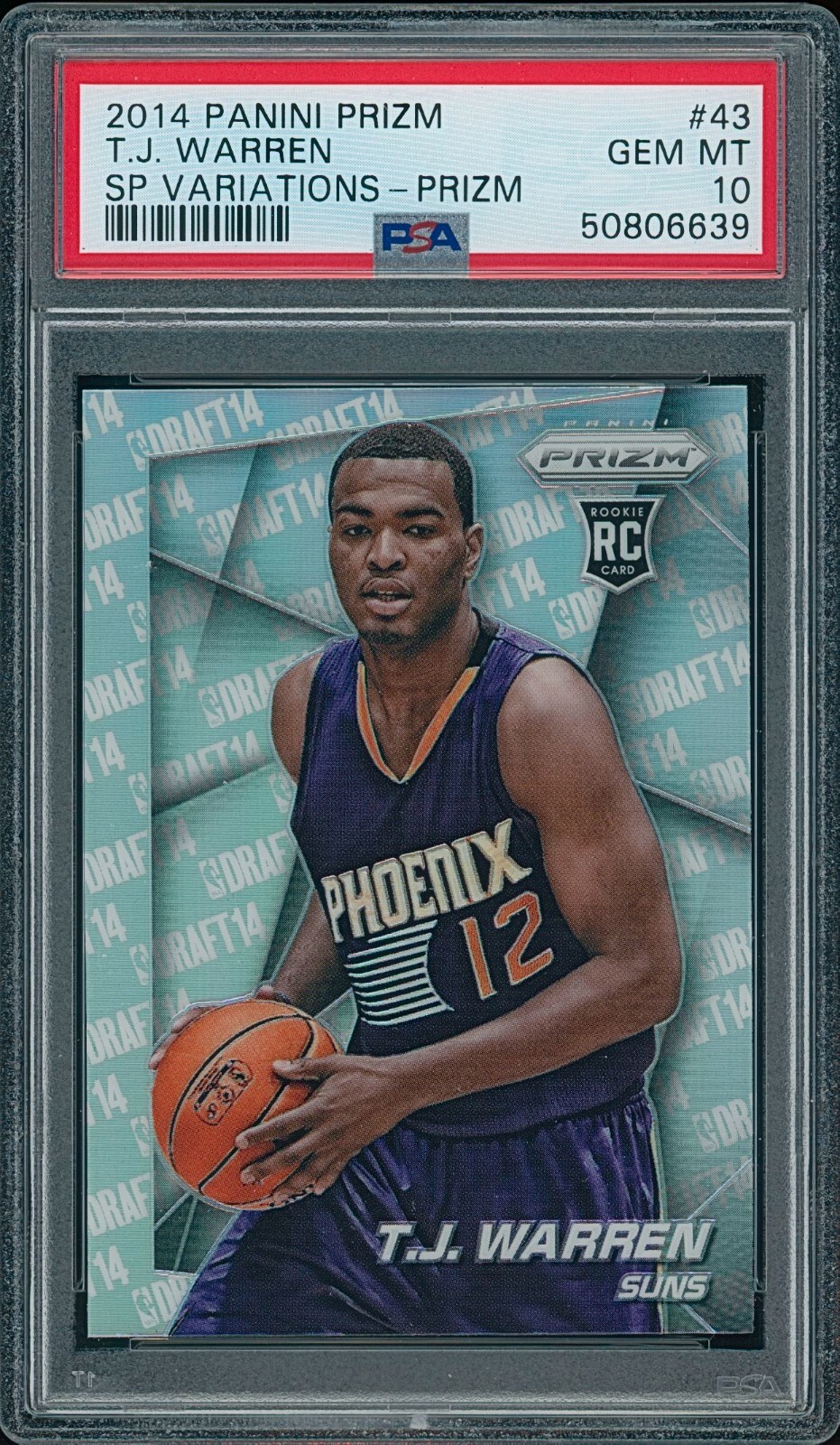 2014 Panini Prizm T.J. Warren SP Variations Silver Prizm RC PSA 10 GEM MINT #43