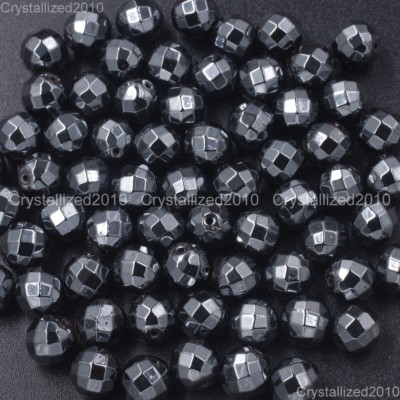 100pcs Natural Hematite Gemstone Faceted Round Beads 2mm 3mm 4mm 6mm 8mm 10mm
