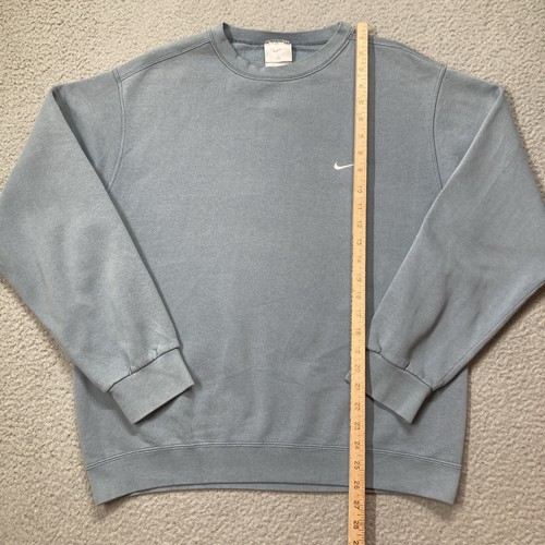 Vtg Nike Sweatshirt Mens M Blue Crewneck 90s Swoosh Check Faded USA Made - Picture 8 of 11