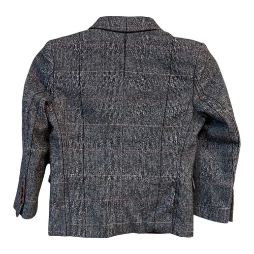 D19 Elpa Boys Plaid Herringbone Wool Jacket Blazer Two Button Sz 100cm US Sz 4 - Picture 4 of 8