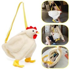 Women Faux Fur Tote Shoulder Crossbody Bag Cartoon Chicken Plush Large Handbag