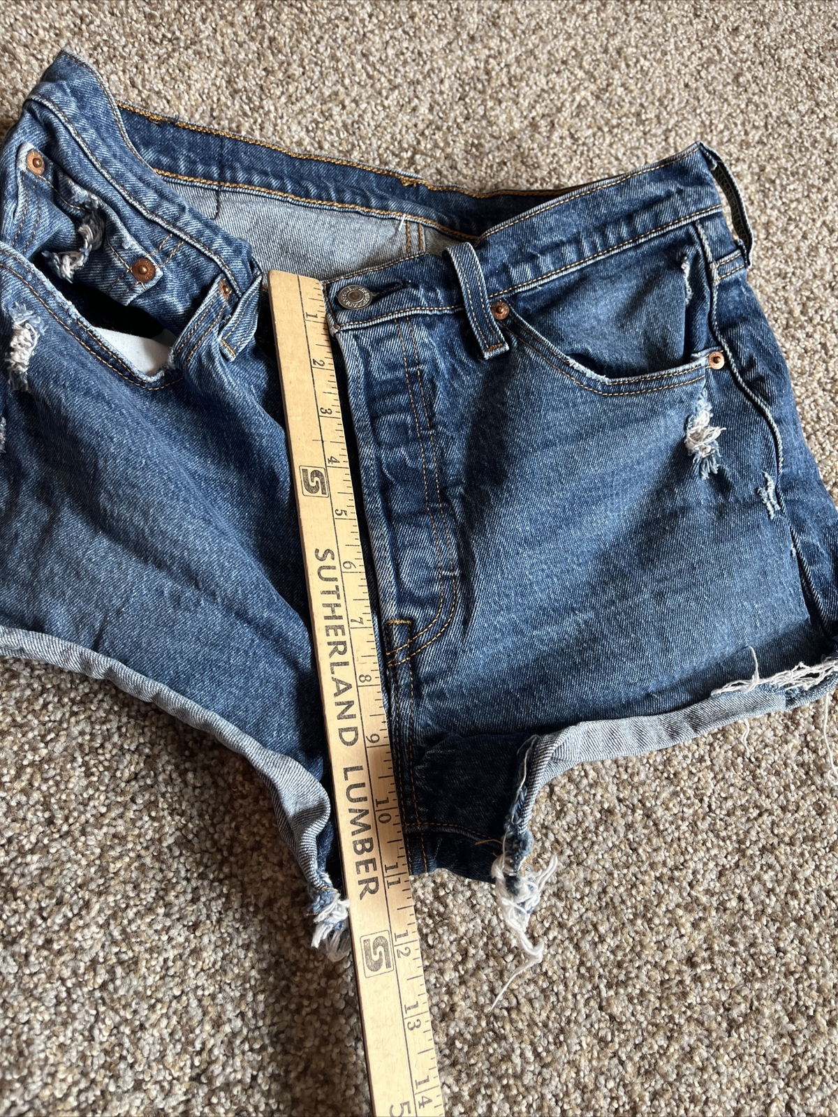 Levis Jean Shorts Womens 29 Blue 501 Cut Off Premium Denim Button Fly - View 6