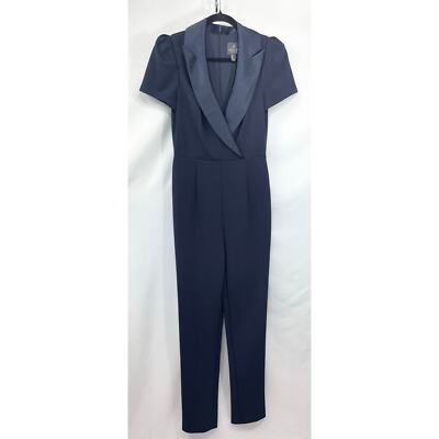 Adrianna Papell Women's Cap Sleeve Crepe Jumpsuit Satin