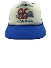 Vintage Trucker Hat 1986 Vancouver BC  expo 86  Snapback Blue White
