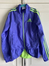 Adidas Windbreaker Jacket Girls 6X Purple and Lime Green Full Zip