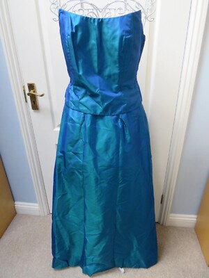 Monsoon Pure Silk Two Piece Co Ord Size 12 14 Blue Bodice Maxi