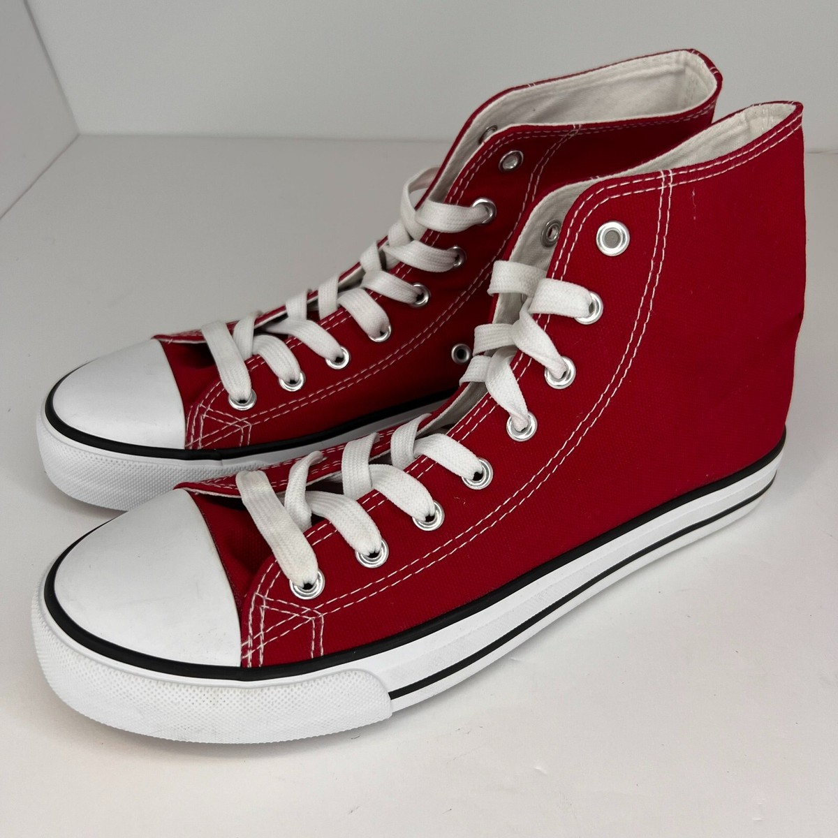 Mens ZY-K21020 Red Classic High Top Canvas Lace Up Size 10 Casual