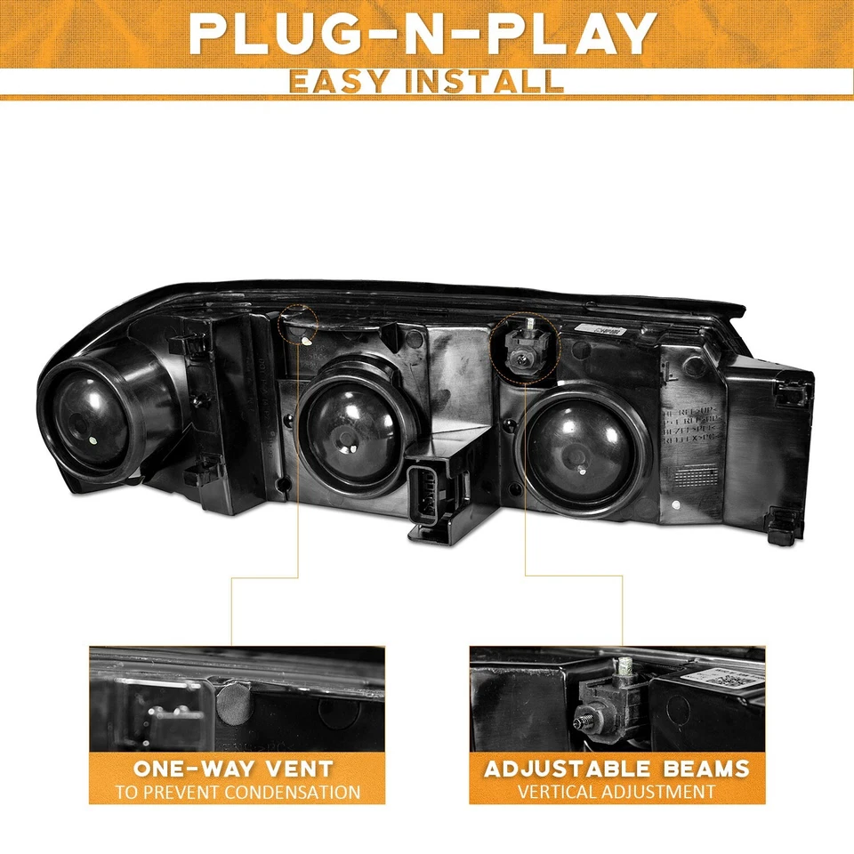 WEELMOTO Pair Headlights For 2000-2005 Chevy Impala Black Headlamps Assembly Foto 4 de 4