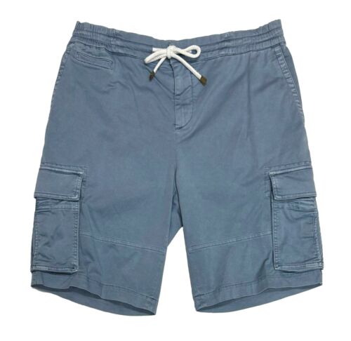 Brunello Cucinelli Men's Cargo Shorts Size 34 / 50 Steel Blue Drawstring - $995