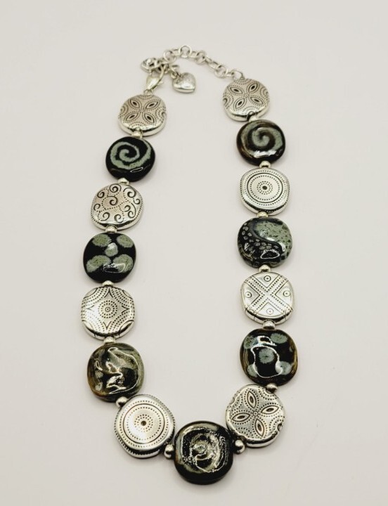 BRIGHTON Kenya Kazuri Disk Beaded Necklace 19.5 in Retired Chunky