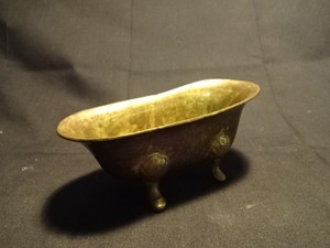 Details About Old Vtg Small Miniature Novelty High Back Claw Foot Brass Tub
