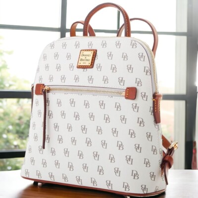 NWOT Dooney & Bourke Gretta Zip Pod Backpack Bag White w 