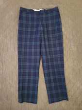 VTG Pendleton Green Watch Tarton Plaid 100 Wool Pants - Talon Zip USA 36x30
