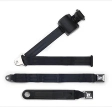 Black Pushbutton Shoulder Safety Belt - Bench Seat RetroBelt Seatbelt Classic