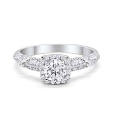 8mm Halo Ring 0.84 Carat Round Shape Band Ring Simulated CZ 925 Sterling Silver