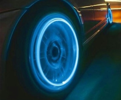 LED Blue Light Flashing 2X Tire Wheels Valve Stem Cap Motorcycle Car Bike Truck