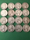 Lot of 16 90% Silver Washington Quarters P D S Ranging 1934 to 1939 Circulated